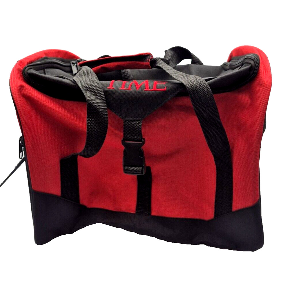 TIME Magazine Small Black Red Duffel Gym Bag Overnight Travel Tote 14x12x7"